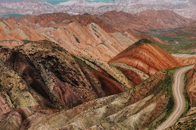 High angle view of mountain road