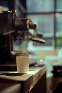 Close-up of coffee on table