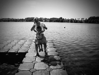 Woman standing in water