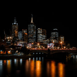 Illuminated city at night