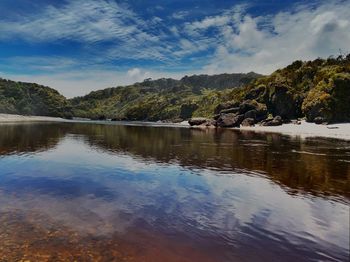 Scenic view of lake against sky