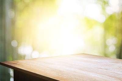 Close-up of wooden table