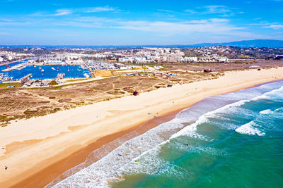 High angle view of beach against sky