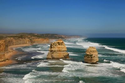 Scenic view of sea against clear sky