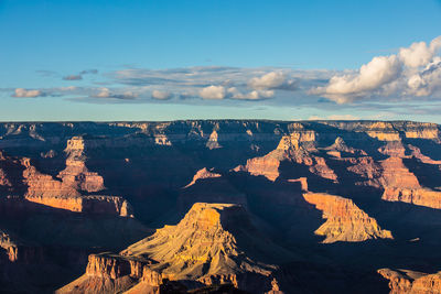 Aerial view of mountain against sky during sunset