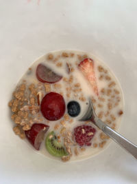 High angle view of breakfast served in bowl