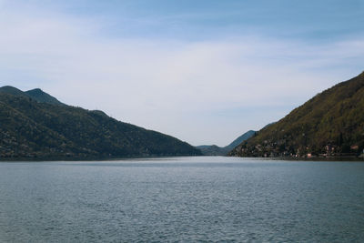 View to the lago lugano from melide, ticino, switzerland