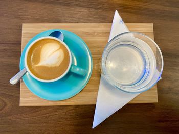 High angle view of coffee on table