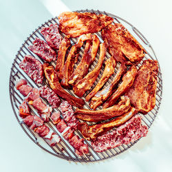 High angle view of food in plate