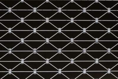 Full frame shot of metal fence against black background