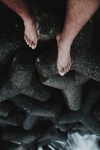 High angle view of man working