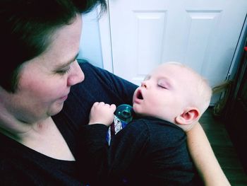 Father and daughter baby at home