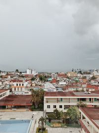 High angle view of townscape against sky