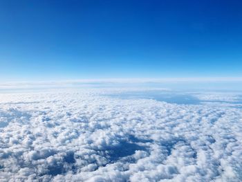 High angle view of clouds against blue sky