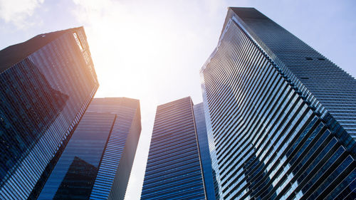 Low angle view of modern buildings against sky