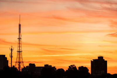 Silhouette buildings against sky during sunset