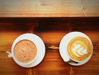 Directly above shot of cappuccino on table