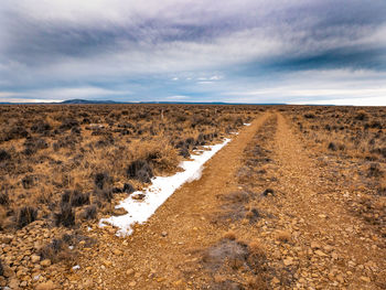 Scenic view of land against sky