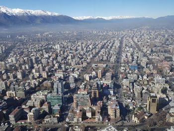 High angle view of buildings in city