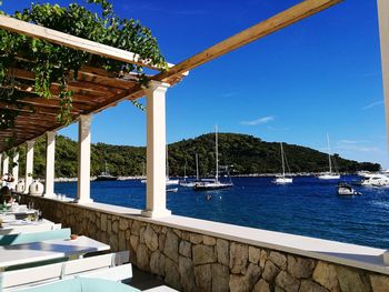 Scenic view of sea against blue sky