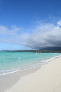 View of beach against cloudy sky