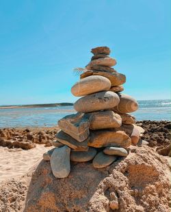 Stack of pebbles on beach