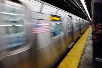 Train at railroad station platform