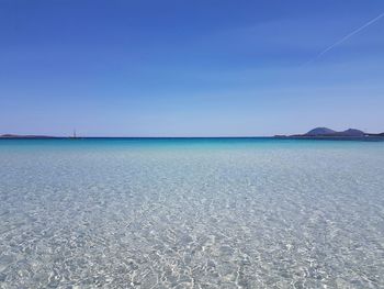 Scenic view of sea against blue sky