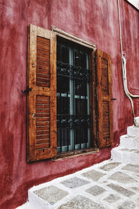 Closed door of old building