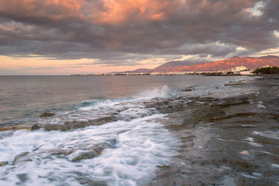 Town of ierapetra as seen from st. andrew beach, crete.