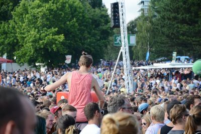 People at town square during music concert