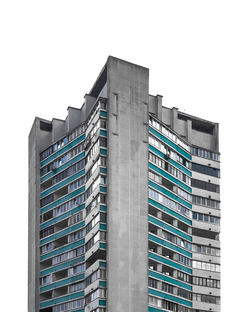 Low angle view of modern buildings against clear sky