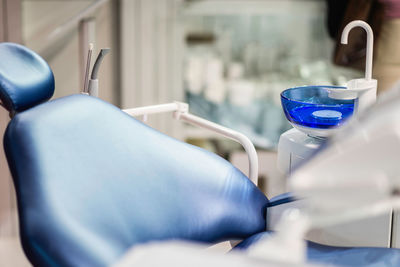 High angle view of empty seat at medical clinic