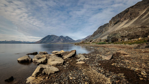 Scenic view of lake against sky