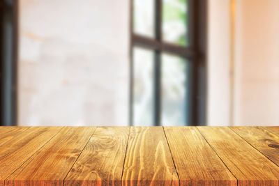 Surface level view of wooden table