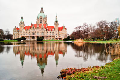 Reflection of building in water