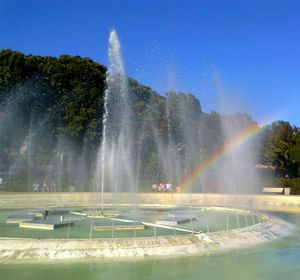 Scenic view of fountain against clear sky