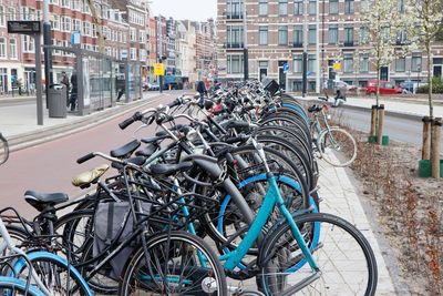 Bicycles parked in amsterdam