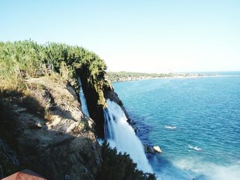 Scenic view of sea against clear sky