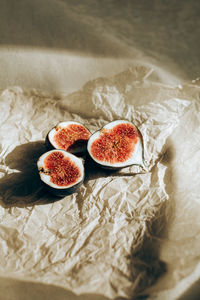 High angle view of fruits on table