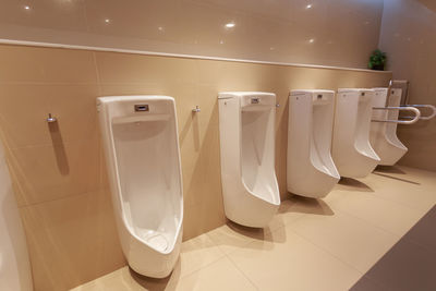 Interior of urinals in washroom