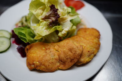 High angle view of meal served in plate