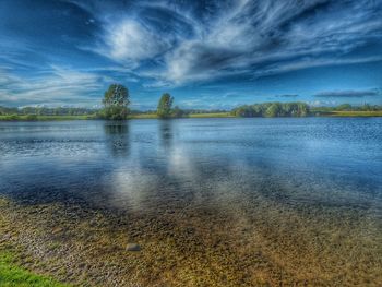 Scenic view of lake against sky