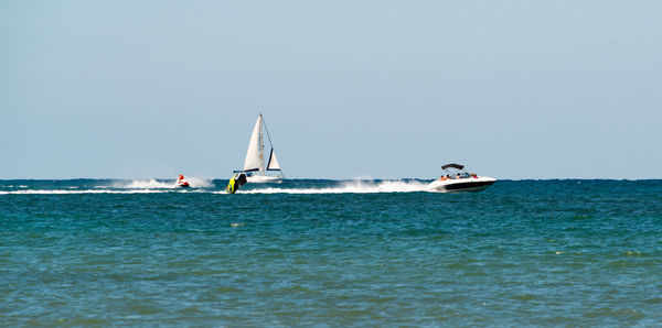 Scenic view of sea against clear sky