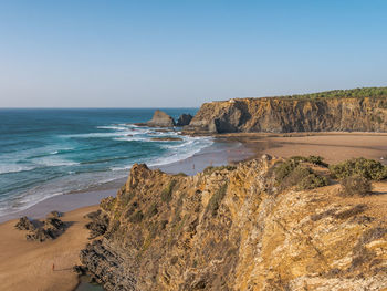 Scenic view of sea against clear sky