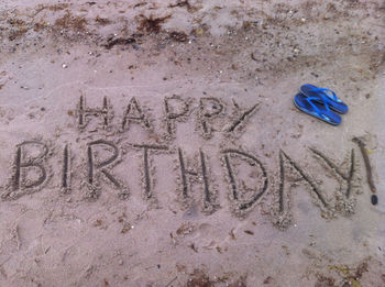 Close-up of text on wall