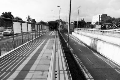 Railroad station platform against sky