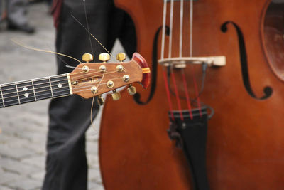 Close-up of broken guitar