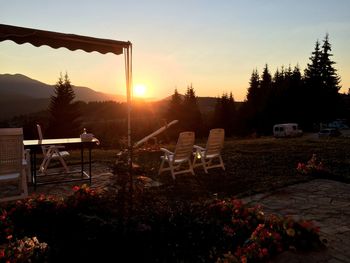 Scenic view of landscape against sky during sunset