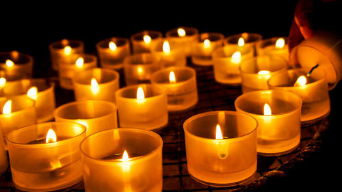 Close-up of illuminated candles